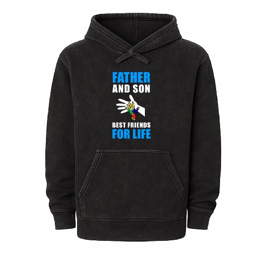 Dad And Son Best Friends For Life retro Mineral Wash Hoodies