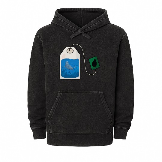 Funny seal swimming in a tea bag Mineral Wash Hoodies