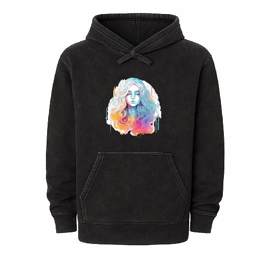 Glimmering Holographic Girl The Future is Now Mineral Wash Hoodies
