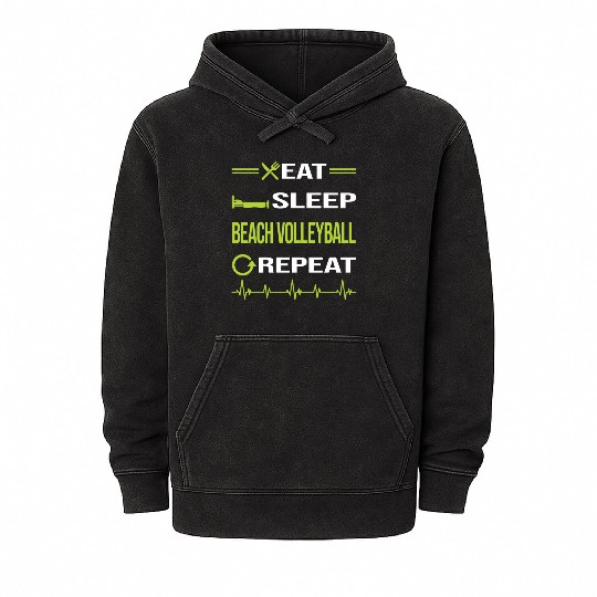 Funny Eat Sleep Repeat Beach Volleyball nostalgia Mineral Wash Hoodies