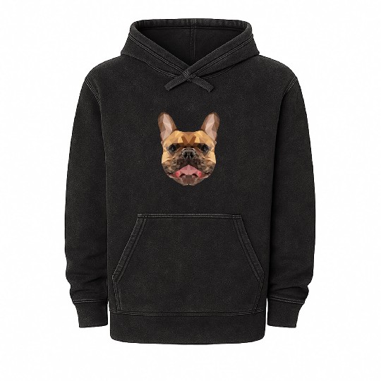 Dog | Polygon Bulldog | Puppy low poly geometric Mineral Wash Hoodies