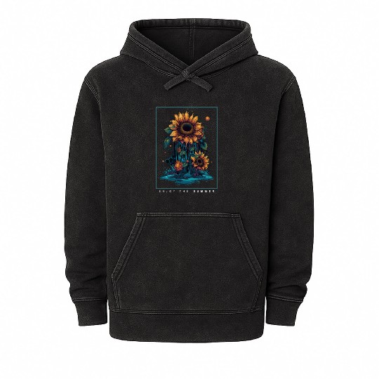 Psychedelic Sunflowers Garden Nature Lover Gift Mineral Wash Hoodies