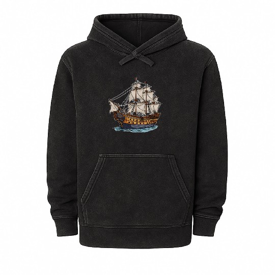 Columbus Day 1492 Ship Mineral Wash Hoodies