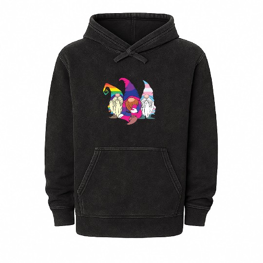 Gnomes Elf LGBTQ Rainbow LGBT Pride Month Mineral Wash Hoodies