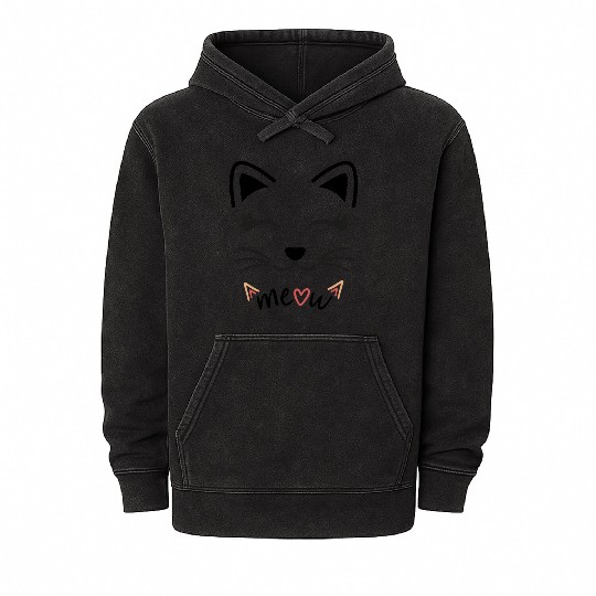 Cat meow design funny and cute Mineral Wash Hoodies