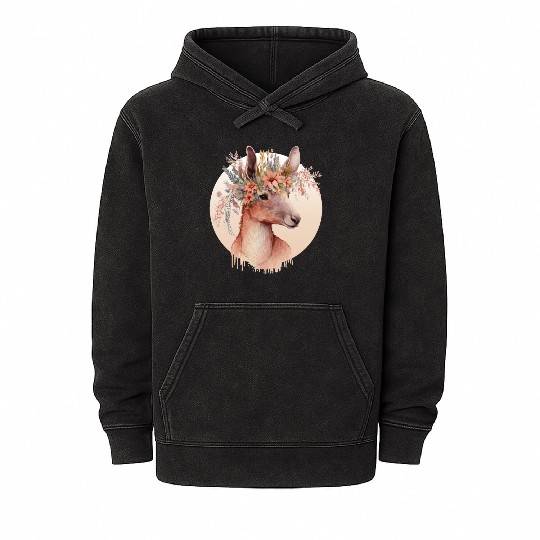 Cute Australian Kangaroo Flower Crown Animal Lover Mineral Wash Hoodies
