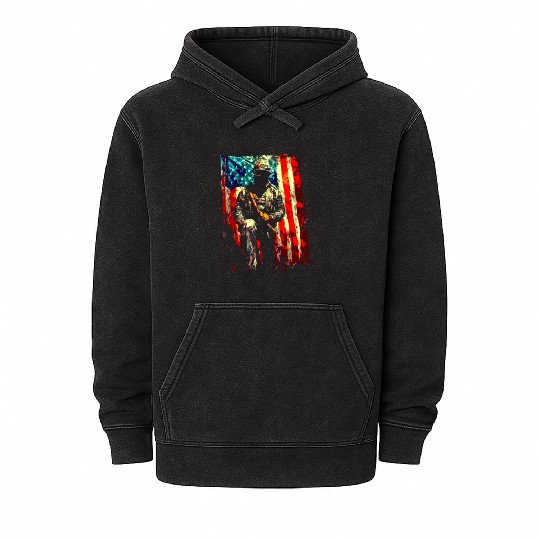 Veteran American Soldier Mineral Wash Hoodies