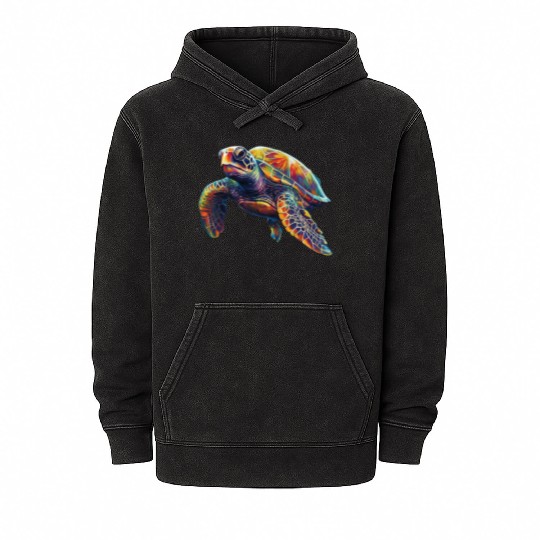 Colorful underwater sea turtle dreamlike beautiful Mineral Wash Hoodies