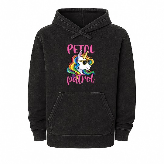 Kids Flower Girl Mineral Wash Hoodies Wedding Unicorn Petal