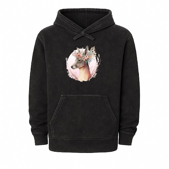 Watercolor Kangaroo Flower Crown Australian Animal Mineral Wash Hoodies