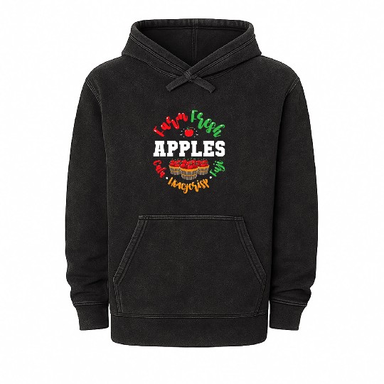 Apple Picking Farmer Fall For Toddlers Kids Women Mineral Wash Hoodies
