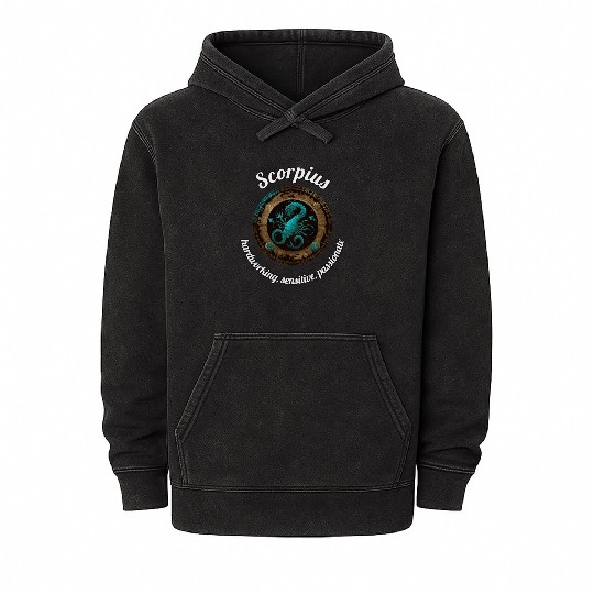 Scorpius Zodiac Sign Scorpio Astronomy Mineral Wash Hoodies
