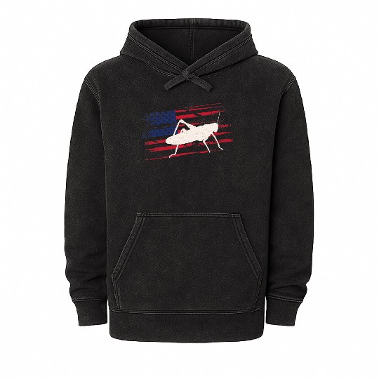 Grasshopper US American Flag Katydid 4th Of July U Mineral Wash Hoodies