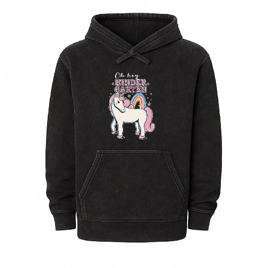 Rainbow and Unicorn Kindergarten Teacher Mineral Wash Hoodies