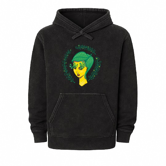 Hello Spring Green Witch Mother Nature Mineral Wash Hoodies