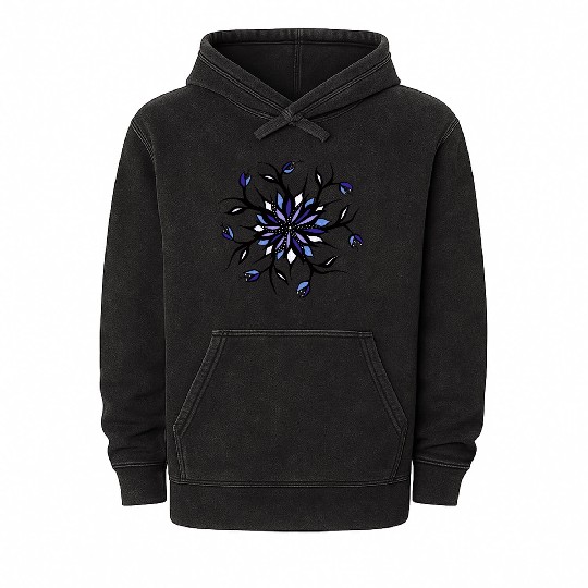 Weird Kaleidoscope Flower Mandala With Teeth Mineral Wash Hoodies