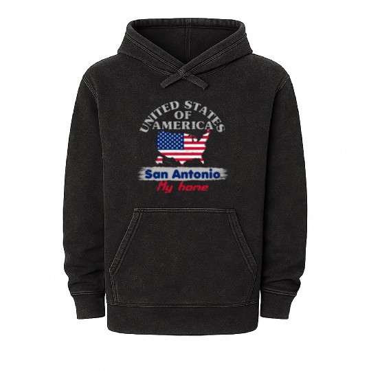 United States of America - San Antonio my home Mineral Wash Hoodies