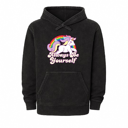 LGBT CSD Be Yourself Gay Lesbian Pride Unicorn Mineral Wash Hoodies