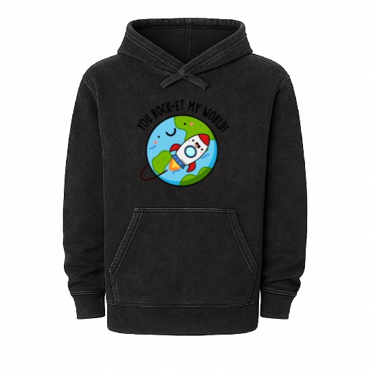 You Rock Et My World Cute Rocket Mineral Wash Hoodies