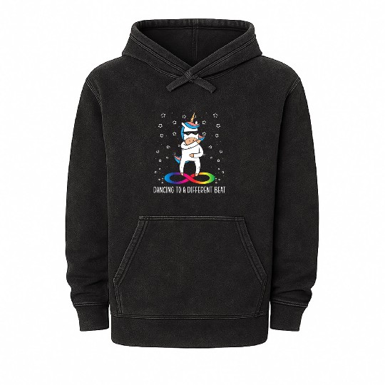 Dancing To A Different Beat Neurodiversity Unicorn Mineral Wash Hoodies
