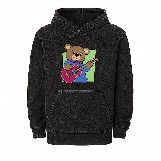 Bear Cub Guitar Music Mineral Wash Hoodies