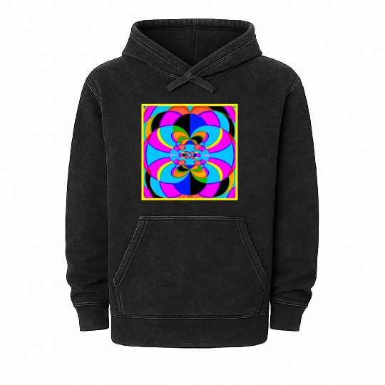 Fresh Colorful Neon Patterns Art Mineral Wash Hoodies