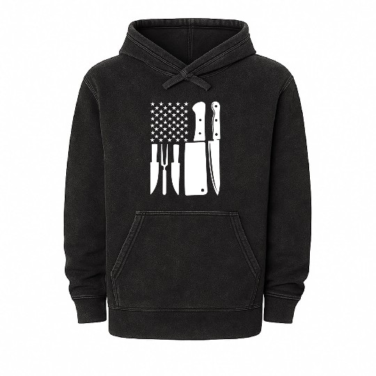 Chef Usa Flag Mineral Wash Hoodies