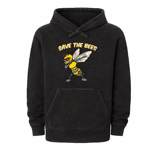 Save The Bees Mineral Wash Hoodies Dabbing Bumblebee Bee