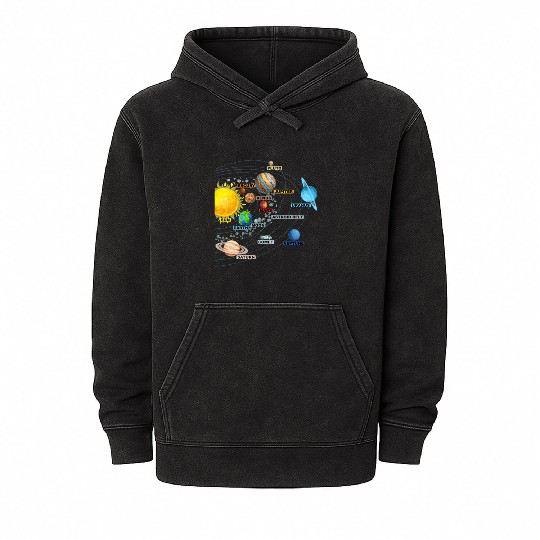 Solar System Planets Astronomy Space Science Girls Mineral Wash Hoodies