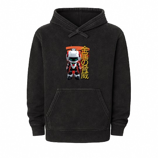 Chibi Mecha: A Cute Cyberpunk Design 7 Mineral Wash Hoodies