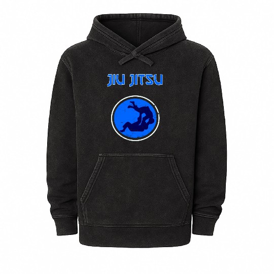 Jiu Jitsu Jiu Jitsu Bjj Mma Blue Dot Mineral Wash Hoodies