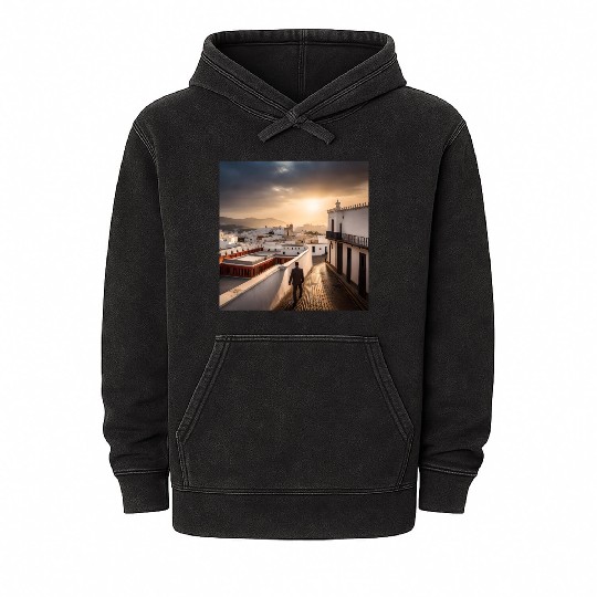 Fantasy pictures ,town Morocco ,city Tetouan Mineral Wash Hoodies