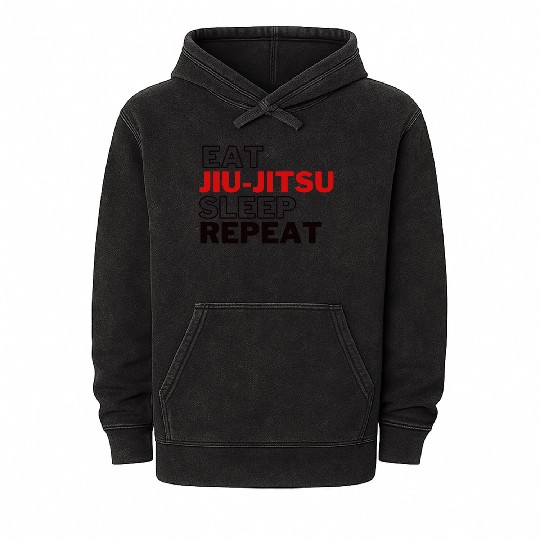 Funny Eat Jiu Jitsu Sleep Repeat Mineral Wash Hoodies