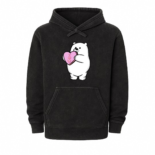Valentine s Day Polar Bear Mineral Wash Hoodies