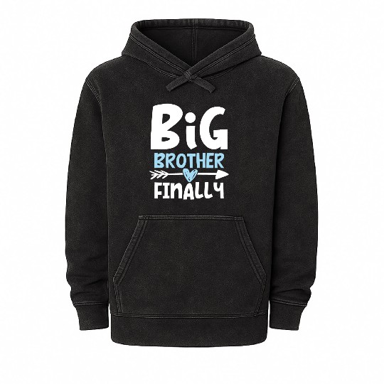 Big Brother Finally Brother To Be Mineral Wash Hoodies