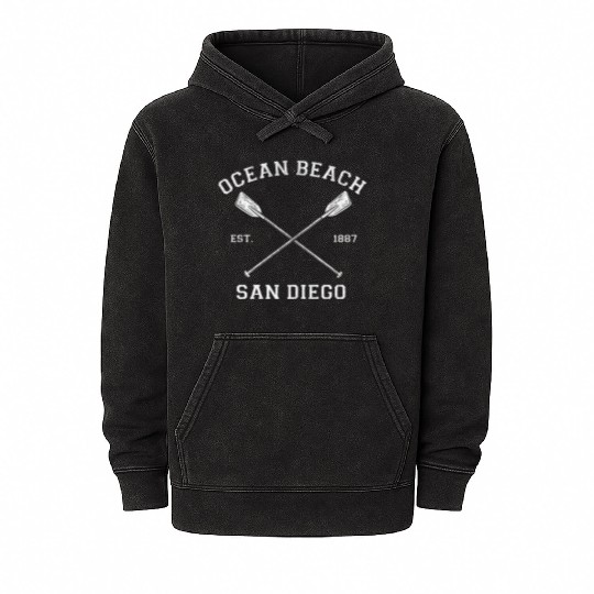 Vintage Ocean Beach San Diego Vacation Mineral Wash Hoodies
