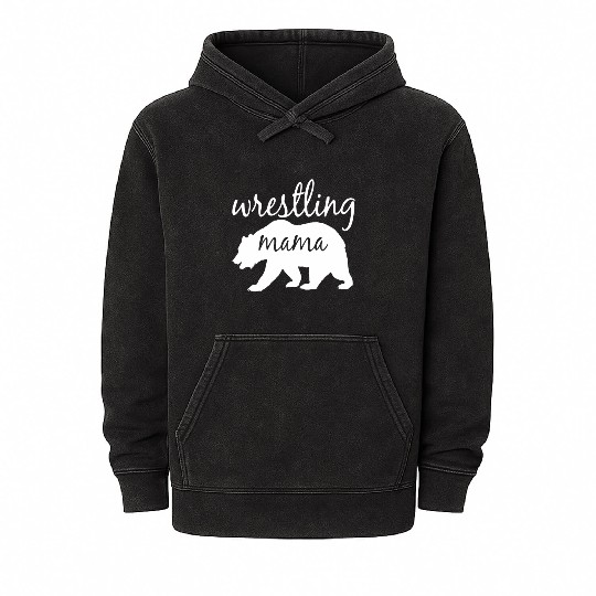 Wrestling Mama Bear Wrestling Mom Mineral Wash Hoodies