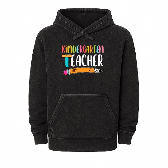 Back To School Kindergarten Teacher Mineral Wash Hoodies