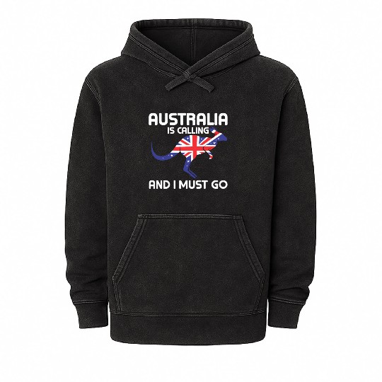 Australia Is Calling And I Must Go Kangaroo Austra Mineral Wash Hoodies