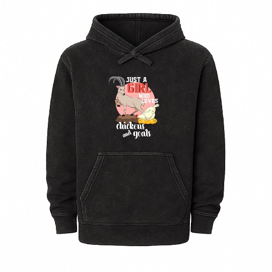 Farmer Women Just A Girl Who Loves Chickens Mineral Wash Hoodies
