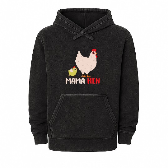 Fun Mother's Day Mama Hen Gift Farm Animal Mineral Wash Hoodies