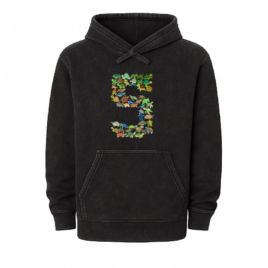 5th Birthday Sea Turtle Tortoise Theme 5 Year Old Mineral Wash Hoodies