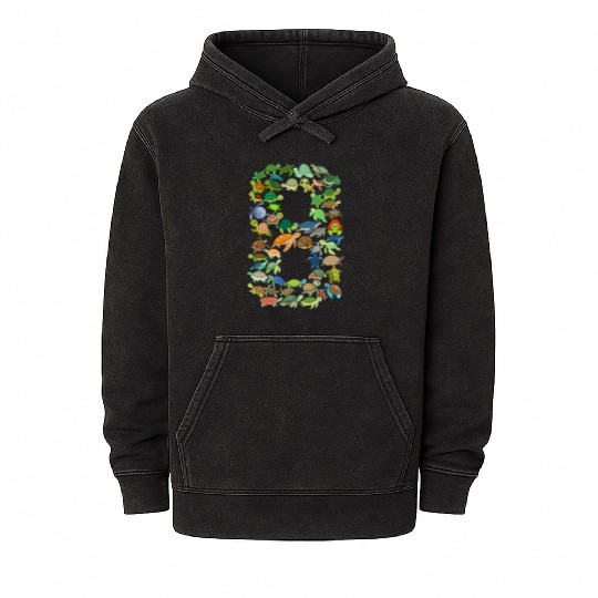 8th Birthday Sea Turtle Tortoise Theme 8 Year Old Mineral Wash Hoodies