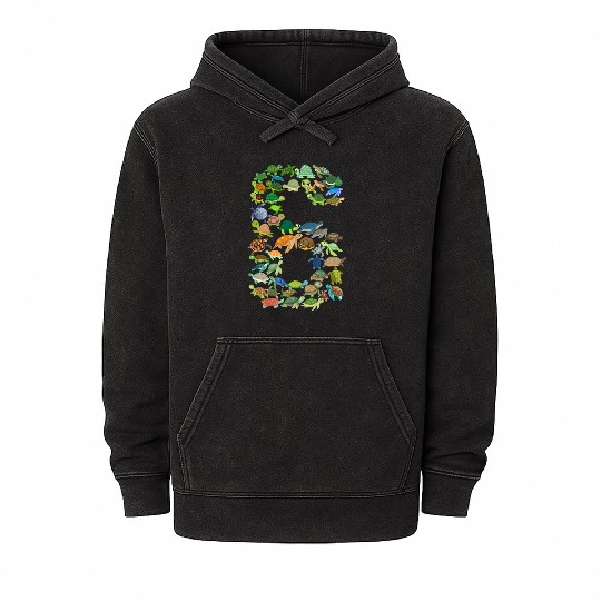 6th Birthday Sea Turtle Tortoise Theme 6 Year Old Mineral Wash Hoodies