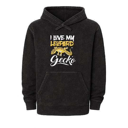 I Love My Leopard Gecko Reptile Lizard Lover Mineral Wash Hoodies
