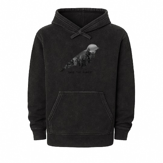 Bird Save the forest Mineral Wash Hoodies