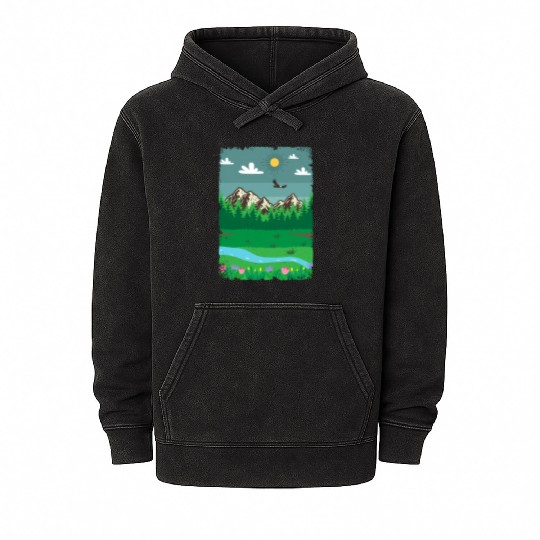 Peaceful Nature Scenery Mineral Wash Hoodies