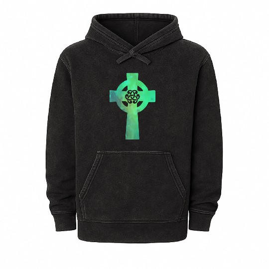 Irish Celtic Cross Knot St Patrick'S Day Christian Mineral Wash Hoodies