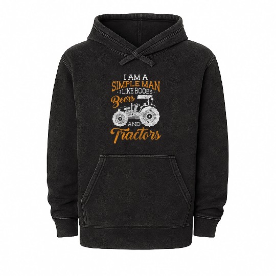 Farmer Farm Nature Tractors Mineral Wash Hoodies