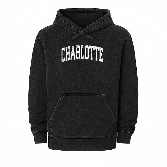 Charlotte North Carolina Nc Athletic Sports Mineral Wash Hoodies